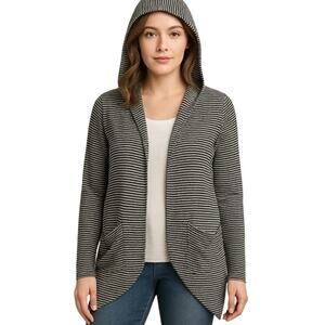 Philosophy Women's Small Petite Coverup Hooded Black White Striped